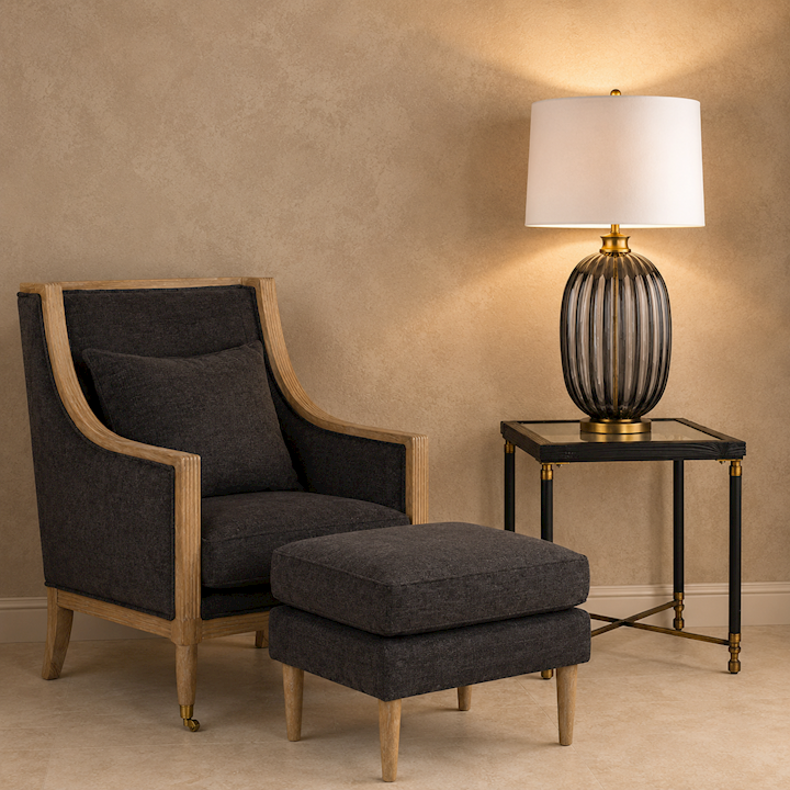 RIBBED GLASS TABLE LAMP 48x51x95cm